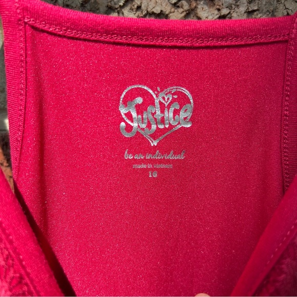 Justice Burgundy Magenta Crochet Lace Halter Top Layered Tank Top - Picture 4 of 4